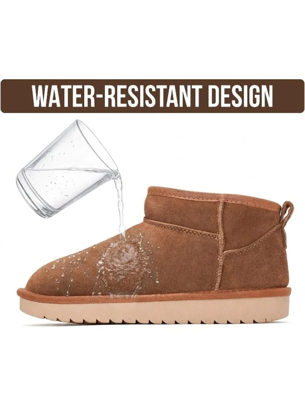 Womens Mocha Suede Cloud Water Resistant Genuine Leather Comfortable Ankle Boots